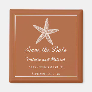 Burnt Orange Starfish Save the Date Magnet