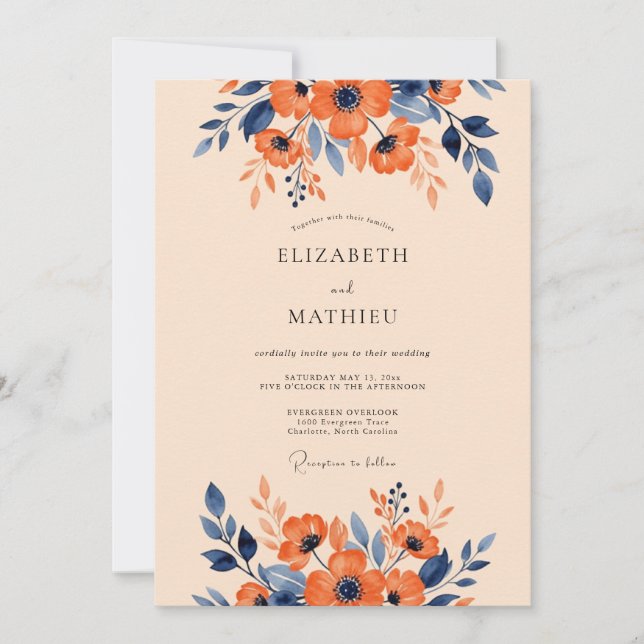 Burnt Orange Stately Autumnal Wedding Invitation (Front)