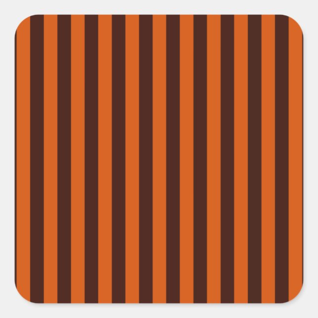 Burnt Orange Stripes Retro Style Decor Square Sticker (Front)