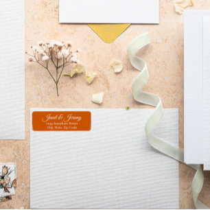 Burnt Orange Stylised Names Wedding Address Return Address Label