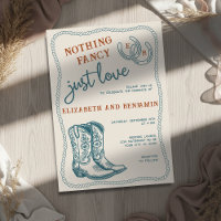 Burnt Orange Teal Cream Western Horseshoe Wedding