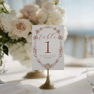 Burnt Orange Terracotta Boho Wedding Table Number