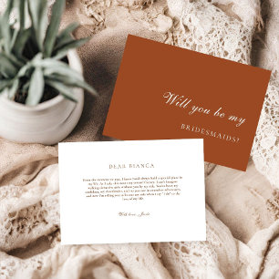 Burnt Orange Terracotta Bridesmaid Proposal Card