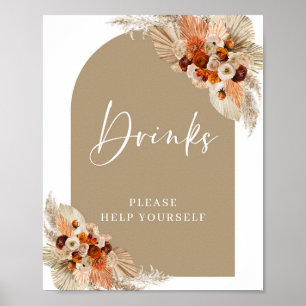 Burnt orange terracotta burgundy beige arch drinks poster