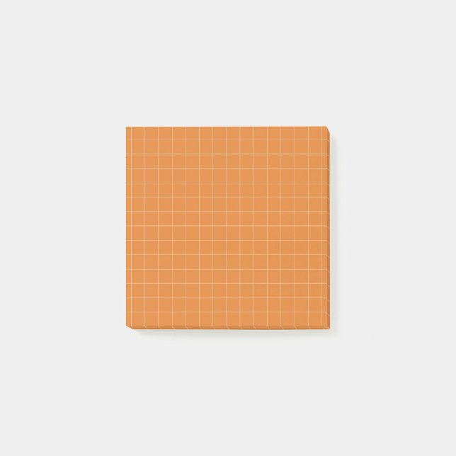 Burnt Orange Terracotta Check Pattern Cosy Grid Post-it Notes (Front)