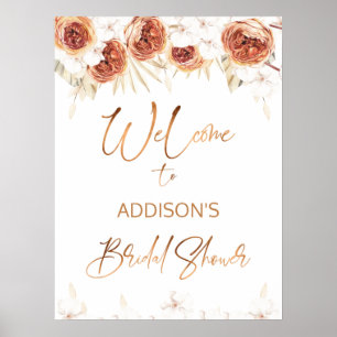 Burnt Orange Terracotta Floral Bridal Shower Sign