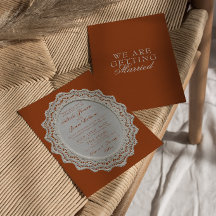 Burnt Orange Terracotta Lace Old Money Wedding 