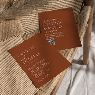 Burnt Orange Terracotta Minimalist Boho Wedding In Invitation