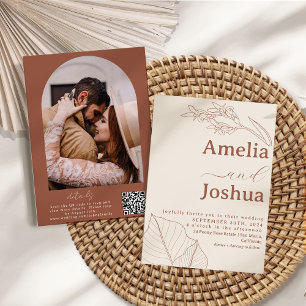 Burnt Orange Terracotta Modern Boho Wedding Invitation