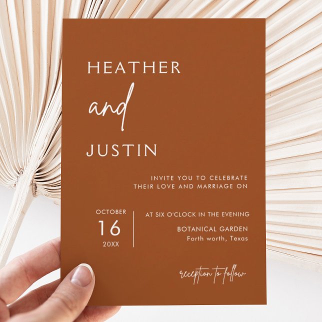 Burnt Orange Terracotta Rust Wedding Invitations (Creator Uploaded)