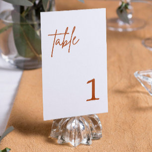 Burnt Orange Terracotta Rust Wedding table number