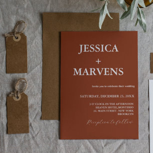 Burnt Orange Terracotta Rustic Wedding Invitation