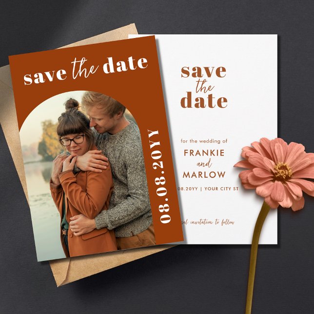 Burnt Orange Terracotta Save the Date Invitation (Creator Uploaded)