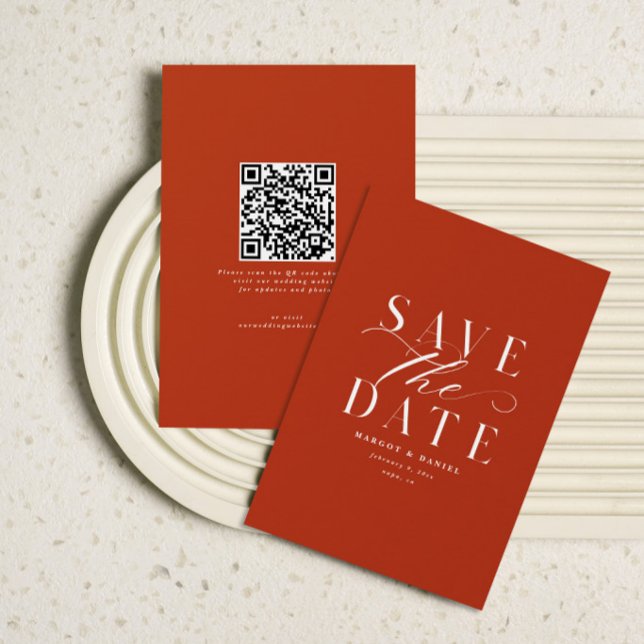 Burnt Orange Terracotta Save The Date QR Code (Creator Uploaded)