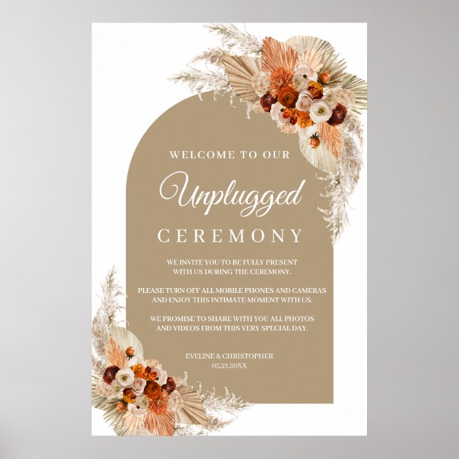 Burnt orange terracotta unplugged ceremony  poster (Front)
