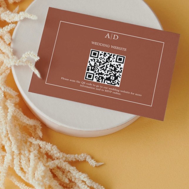 Burnt Orange Terracotta Wedding Qr Code Wedding Enclosure Card (Creator Uploaded)