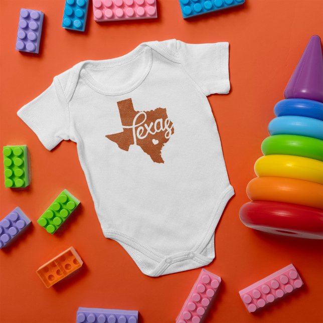 Burnt Orange Texas Heart Baby Bodysuit (Creator Uploaded)