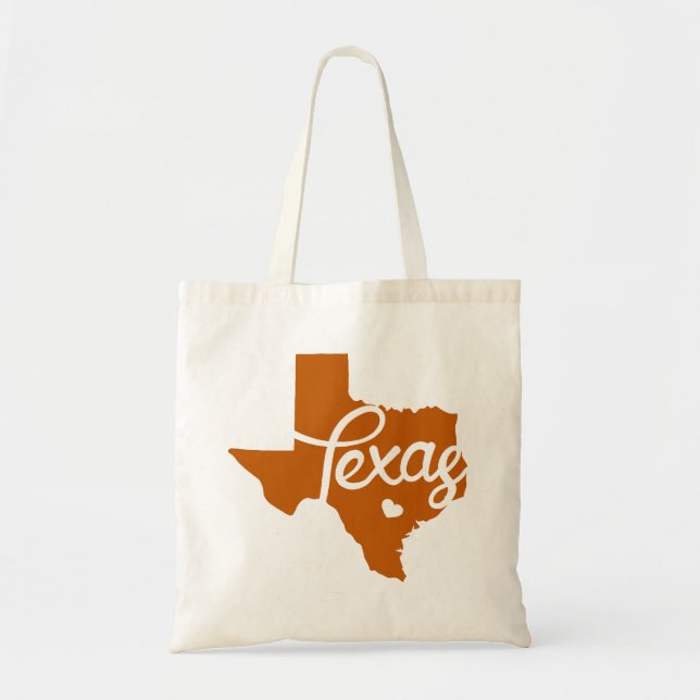 Burnt Orange Texas Heart Tote Bag (Front)