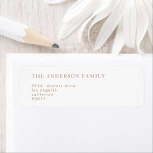 Burnt Orange Text Boho White Wedding Return Address Label