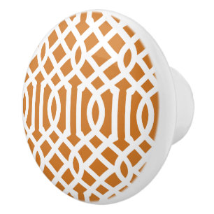 Burnt Orange Trellis Ceramic Knob