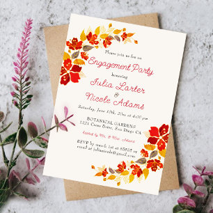 Burnt Orange Tropical Hibiscus Engagement Party Invitation