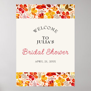 Burnt Orange Tropical Hibiscus Flora Bridal Shower Poster