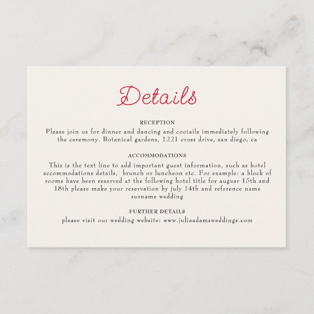 Burnt Orange Tropical Hibiscus Florals Wedding Enclosure Card (Front)