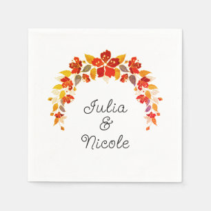 Burnt Orange Tropical Hibiscus Florals Wedding Napkin