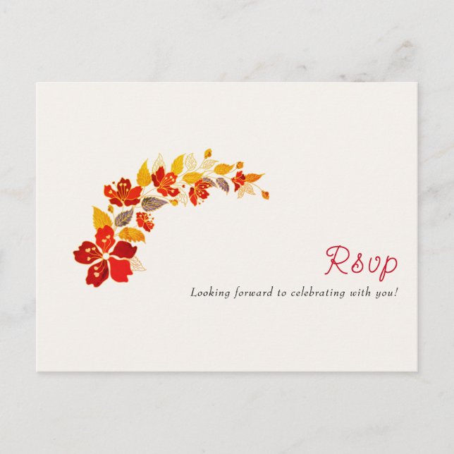Burnt Orange Tropical Hibiscus Florals Wedding Postcard (Front)