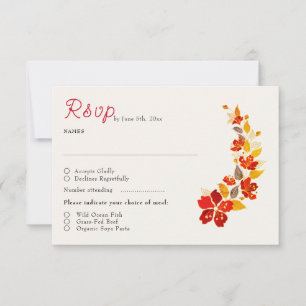 Burnt Orange Tropical Hibiscus Florals Wedding RSVP Card