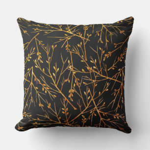 Burnt Orange Twigs on Black Cushion