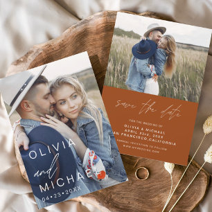 Burnt Orange Typography Save the Date Photo