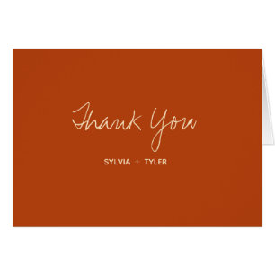 Burnt Orange Typography Wedding Thank You Card