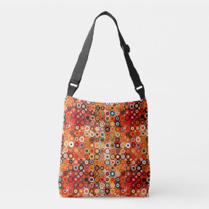 burnt orange vintage circles fashion bag