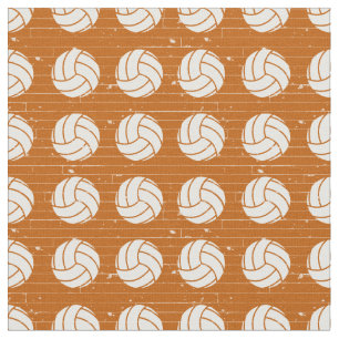 Burnt Orange Volleyball Wood Floor Patterned Fabric