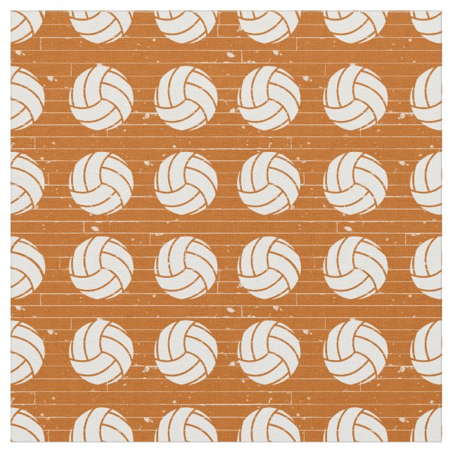 Burnt Orange Volleyball Wood Floor Patterned Fabric (Close Up)