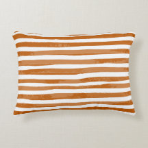 Burnt Orange Watercolor stripe dorm Lumber pillow