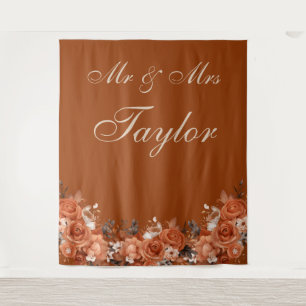 Burnt Orange Wedding Backdrop Tapestry