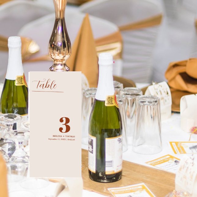 Burnt orange  Wedding decor Table Number Card (Creator Uploaded)