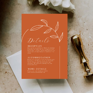 Burnt Orange Wedding Details Enclosure Card