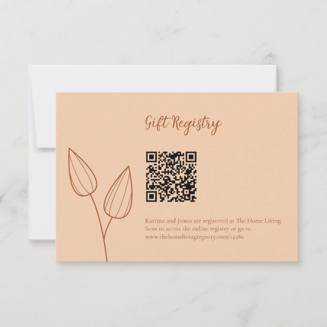 Burnt Orange Wedding Gift Registry QR Code RSVP Card (Front)
