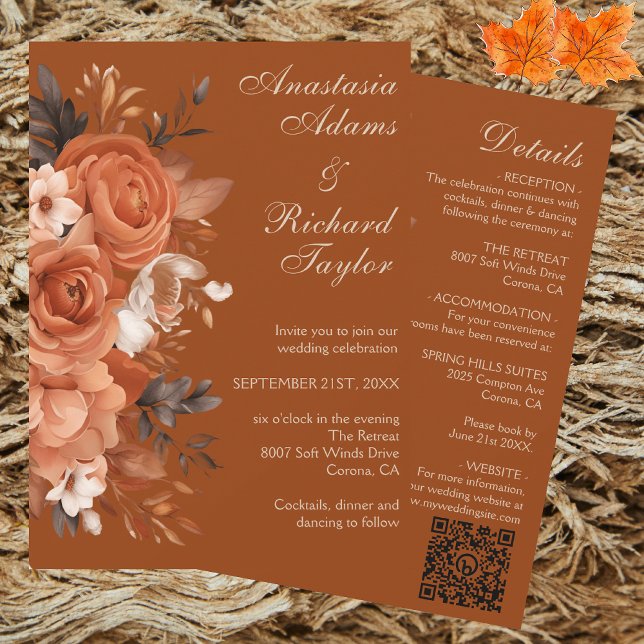 Burnt Orange Wedding Invitation (Burnt Orange Wedding Invitation)