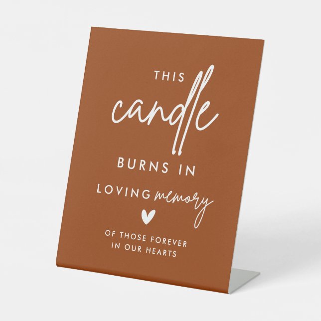 Burnt Orange Wedding Memorial Candle Burns Sign (Front)