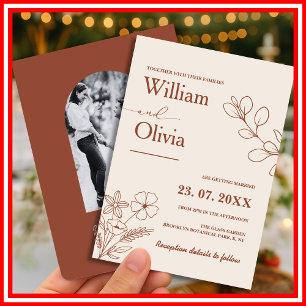 Burnt Orange Wedding   Minimalist Photo Invitation