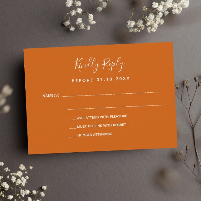 Burnt orange wedding response RSVP Card (Creator Uploaded)