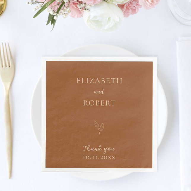 Burnt Orange Wedding Terracotta Simple Elegant Napkin (Creator Uploaded)