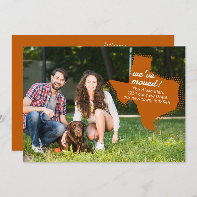 Burnt Orange We've Moved - Dotted Texas Moving Announcement (Front/Back)