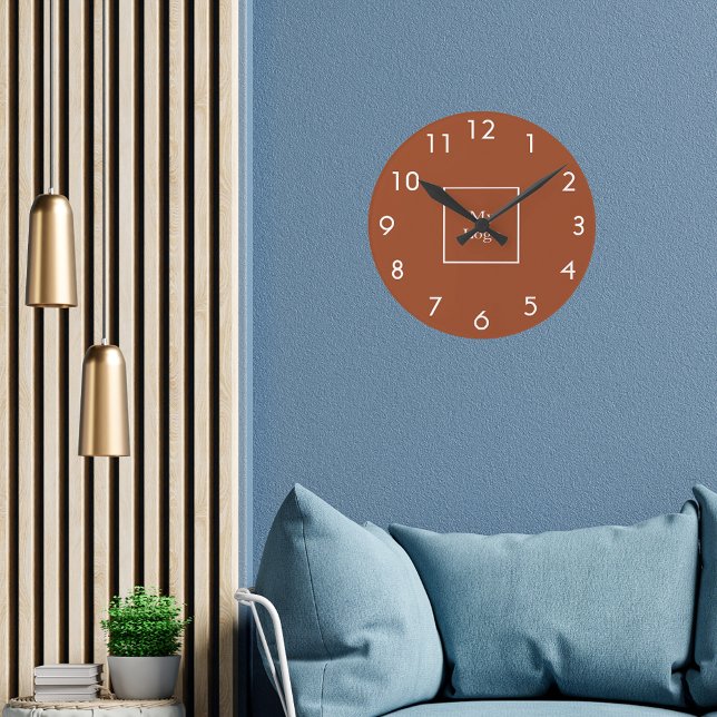 Burnt orange white business logo round clock (Creator Uploaded)