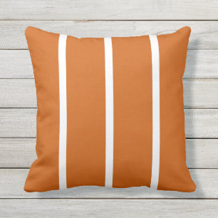Burnt Orange White Skinny Stripes Cushion