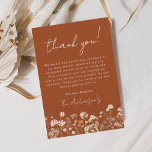 Burnt Orange Wildflower Baby in Bloom Baby Shower Thank You Card<br><div class="desc">Express your gratitude in style with our Wildflower Baby Shower Terracotta Thank You Cards from our Party Collection. These cards are a delightful and meaningful addition to your baby shower, allowing you to thank your guests with a touch of rustic elegance. Each thank you card in this collection features delicate...</div>